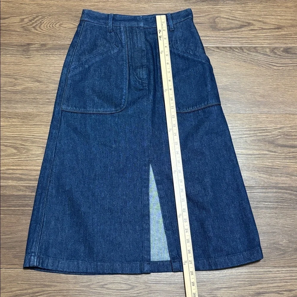 Dries Van Noten Denim Midi Skirt Blue Structured Designer Piece